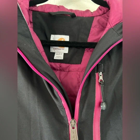 Black Women’s Carhartt Jacket with Pink/Purple Details - Picture 3 of 4